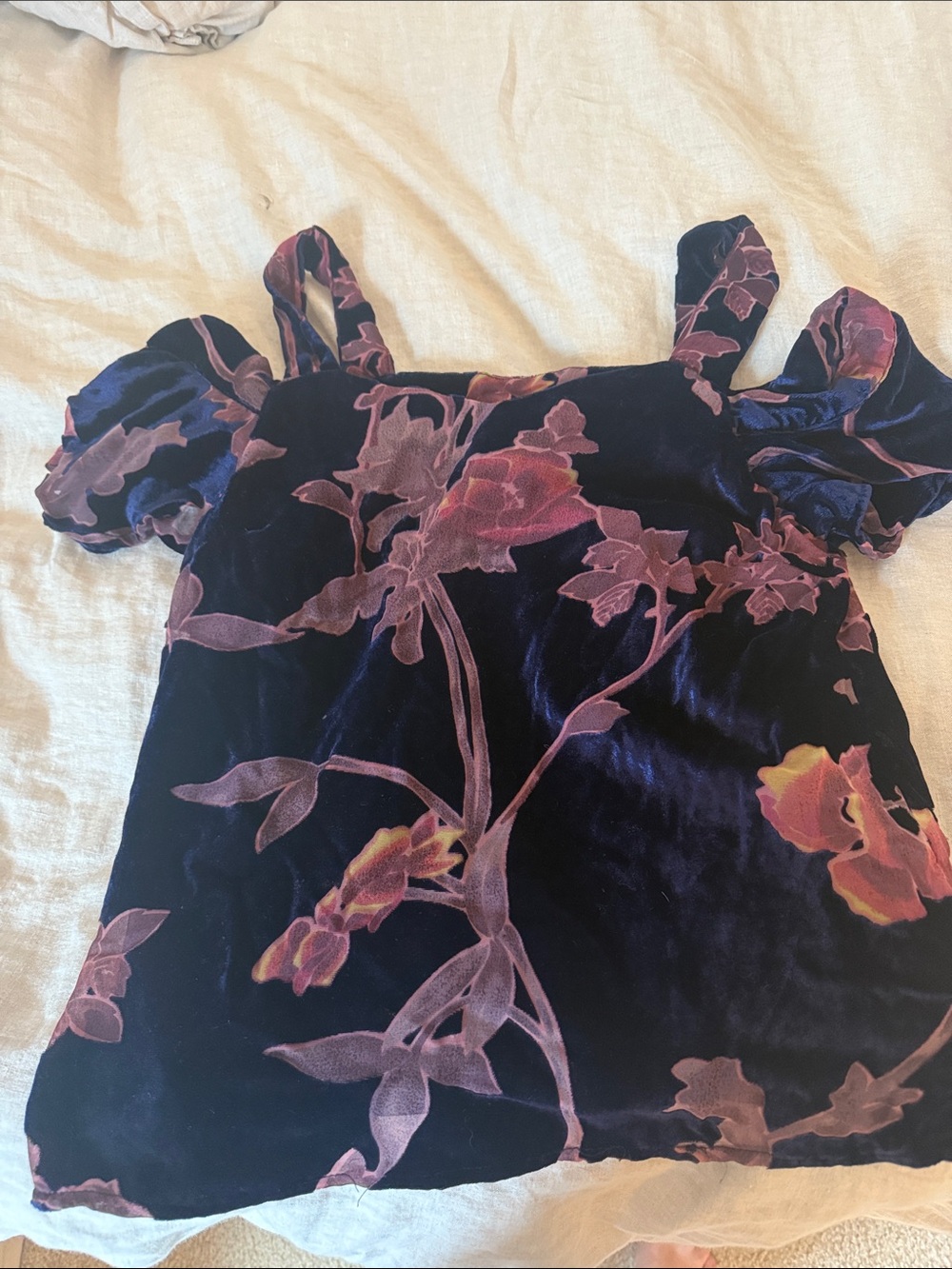 Lucky Brand Velvet Floral Cold-Shoulder Camisole in Black and Purple